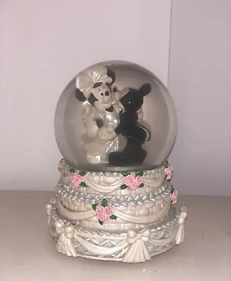 £27 • Buy Collectors Item Disney Rare Mickey & Minnie Wedding Marriage Musical Snow Globe