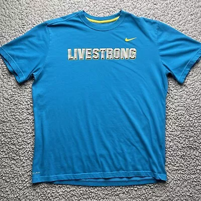 Nike Live Strong Shirt Mens XL Blue Spell Out Crew Neck Short Sleeve Dri-Fit • $14.88