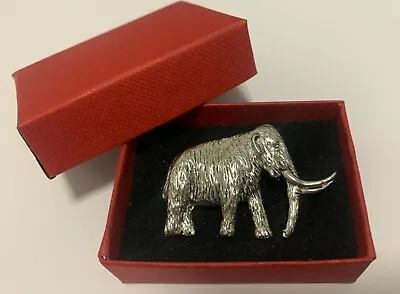 Woolly Mammoth Pewter Pin Badge Brooch Lapel Red Gift Box Birthdays Christmas  • $14.23