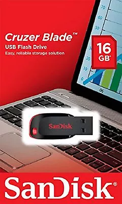 Sandisk 16GB Usb Cruzer Drive Memory Stick Pen Black Mini Fast Micro Small Pocke • £7