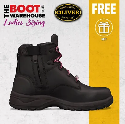 Oliver Work Boots 49445z Women's' Black Leather Zip Side Steel Cap Safety  • $139.95