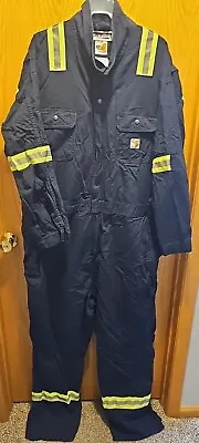 CARHARTT Fr Coveralls Men's Sz 4XL RG Workwear Hi Vis Flame Resistant Navy  • $60