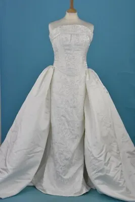 £59.99 • Buy Maggie Sottero Preloved 3 Piece Ivory Embellished Wedding Dress Size UK 10