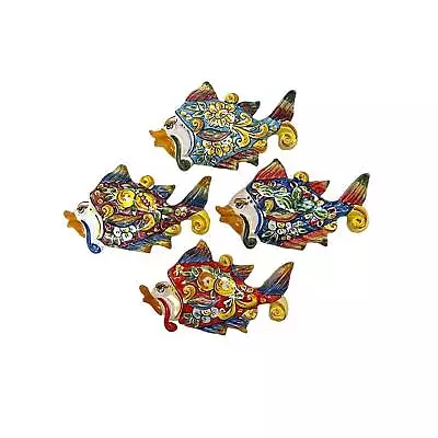 Fish IN Ceramic Of Caltagirone Decorated By Hand - Size Large CM 21x15 - A S • $28.98