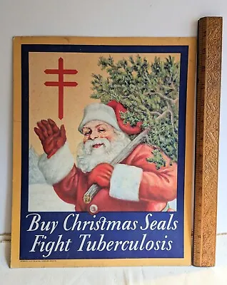 $75 • Buy Vintage 1930 Christmas Seals Santa Lobby Card For Fight Tuberculosis 