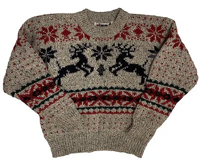 Vintage GK Company Christmas Sweater Reindeer Snowflake Size Small Hong Kong • $24.95