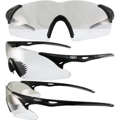 Transport Night Riding Motorcycle Glasses Black W Gray Accent Frames Clear Lens • $12.95