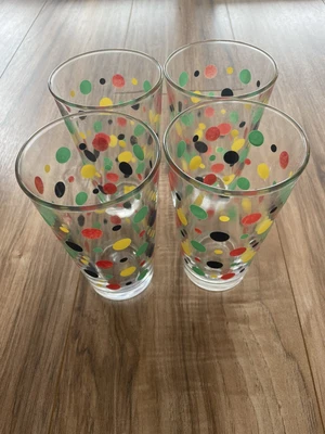 $27 • Buy VINTAGE FIESTAWARE POLKA DOT 16oz DRINKING GLASSES
