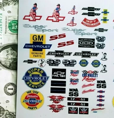 $2.95 • Buy 1/24 1:24 SLOT CAR CLEAR Cut & Peel STICKERS, Chevrolet Chevy Nova Camaro SS V8