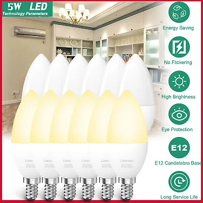 LED Candelabra Bulbs 5W E12 Ceiling Fan Light Bulb 3000 / 6000K Cool Daylight US • $10.59