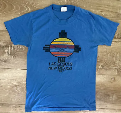 Vintage Las Cruces New Mexico Single Stitch T Shirt Blue Size M Road Runner • $18.99