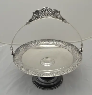 Antique Meriden Quadruple Silver Plate Bride's Basket Cake Stand Pedestal • $25