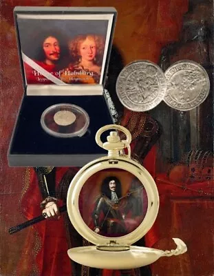 1600s Leopold I  The Hogmouth . Boxed COA Silver Kreuzer & Gold Pocket Watch • $279