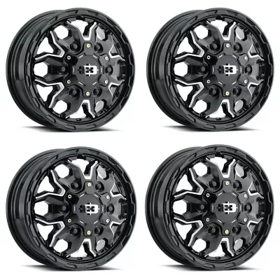 Set 4 16  Vision Gloss Black Milled Spoke 410 Korupt 16x6.5 6x130 Wheels 45mm • $904