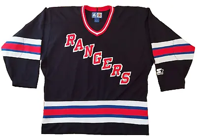 Vintage New York Rangers NHL Black Alternate STARTER Jersey - Adult Large - RARE • $270