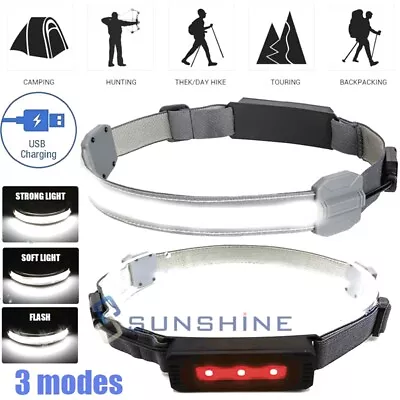 COB USB Rechargeable LED Headlamp Headlight Torch Work Light Bar Head Band Lamp • $10.99