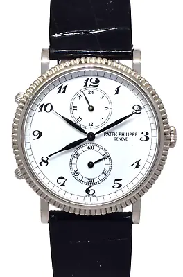 Patek Philippe Travel Time 5034 18k White Gold Mens 34mm Manual Watch 5034G • $19800