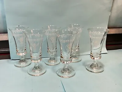 Vintage Set Of 6 Jagermeister Footed Shot Glasses Stag Head 2 Cl 0.7 Oz • $22.49