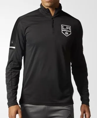 ADIDAS NHL Los Angeles Kings Authentic Pro 1/4 Zip Black Pullover Jacket Mens S • $52.42