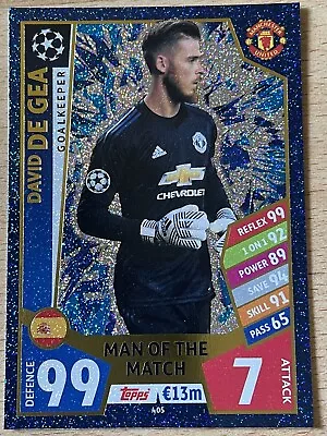 Match Attax Uefa Champions League 2017 2018 David De Gea Man Of The Match • £1.50