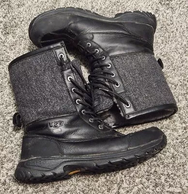 UGG Adirondack II Black Waterproof Leather Wool Short Snow Boots Size 10  • $59.99