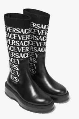 New Young Versace Logo High Sock Boot Shoe Stunning EU 29 UK 11.5 US 12.5 $640 • $289