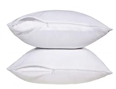 2 Pack 100% Cotton Percal 250 Thread Count Zippered Pillow Protectors Pillow En • $12.99