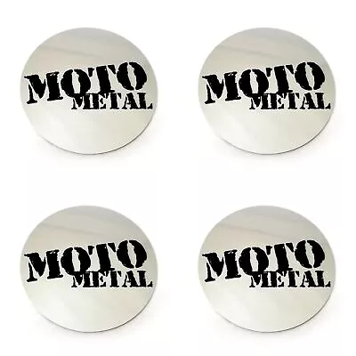 4x Moto Metal Chrome 3-1/8  OD Wheel Center Hub Caps Logo/Sticker 135/5.5 • $14.44