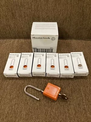 PACK Of 6 Master Lock 410RJ Orange ZENEX™ THERMOPLASTIC SAFETY PADLOCK Key Alike • $32.95