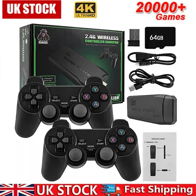 TV Game Retro Console Emulator With 2 Game Pads HDMI 64G Memory Card 15000 Games • £23.90