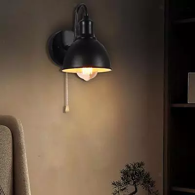 Industrial Wall Lamp Wall Sconce With Pull Chain Switch Vintage  Mounted Lamp • £29.08