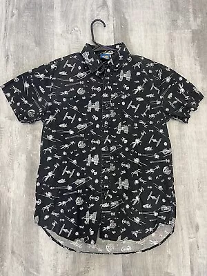 Star Wars Button Up Dress Shirt Collared Men’s Small Black SM • $21.99