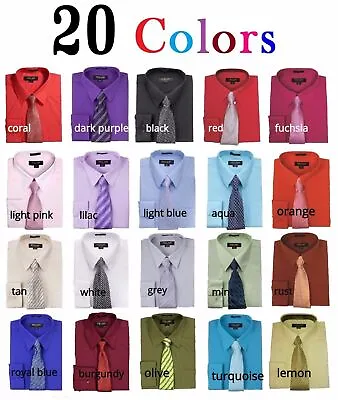 Men's Dress Shirts With Matching (Random Design) Tie Set Cotton Blend Shirt Set • $23.99