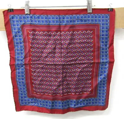 Vintage Gucci Red Blue Silk Square Scarf 16.5  X 16.5  42cm X 42cm • $65
