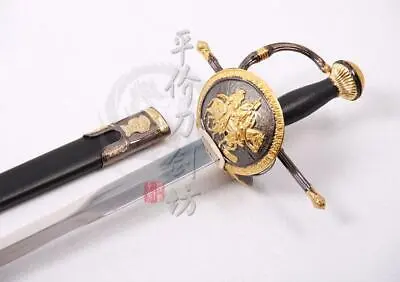 S1080 Gold Black Don Quixote Rapier Renaissance Spanish Musketeer Sword 36  • $127.94