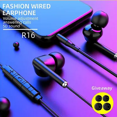 New 3.5mm Headphones Stereo Earbuds Earphones With MIC For Samsung Galaxy Phones • £3.95