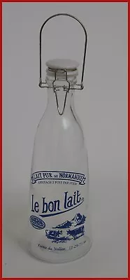 Le Bon Lait Pur De Normandie Vtg French Glass Milk Bottle/W Ceramic SwingTop Lid • $100