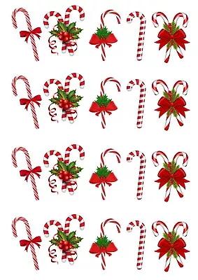 20 Stand Up Christmas Candy Canes Edible Wafer Paper Cake Toppers Decorations • £2.49