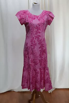 T&L Muumuu Factory Hawaii Dress Women's Size 9/10 Pink Floral  Midi Mermaid Hula • $38