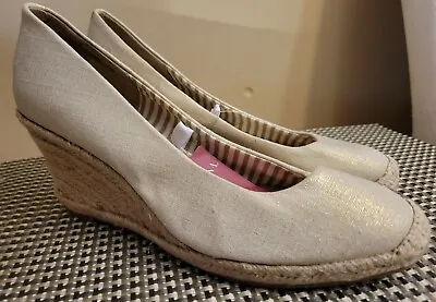 MERONA Wedges Platform Shiny Canvas Rope Heel HIGH HEELS Womens Shoes Sz 9 • $13.70