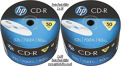 100 X Original HP BRANDED CD-R 80 Mins Blank CD Discs 700MB 52X - With HP Logo + • £18.74