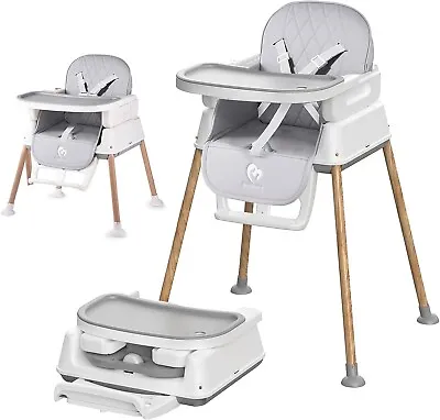 Adjustable Convertible 3 In 1 Baby High Chair For Babies And Toddlers (Grey) • £29.99