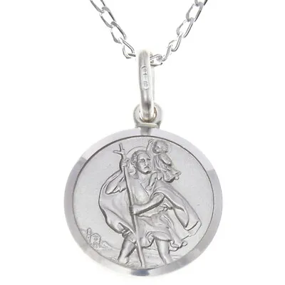 Sterling Silver St Saint Christopher Pendant Necklace With 18  Chain & Gift Box • £19.99