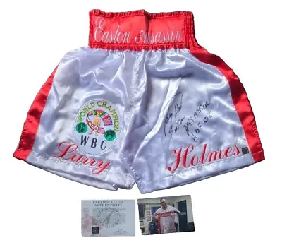 Larry Holmes SIGNED Boxing Shorts Trunks Authentic Signings COA + PHOTO PROOF • $122.08