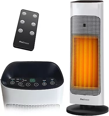 Pro Breeze 2000W Ceramic Tower Fan Heater Digital LED Display And Remote Control • £40