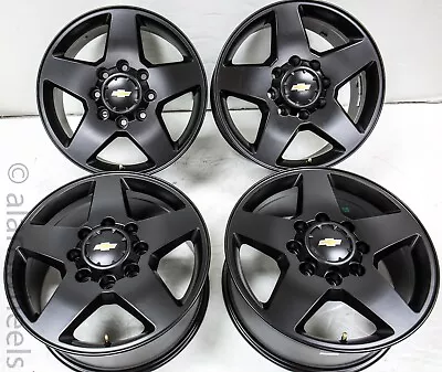 4 Chevy Silverado HD 2500 3500 8 Lug 8x180 20” Black Wheels Rims Lugs 5503 #3004 • $1195