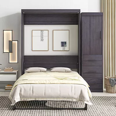 Twin/Full Size Murphy Bed With Wardrobe And Storage Drawers Murphy Chest Cabinet • $1351.84