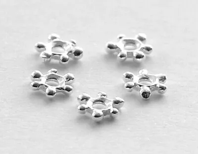 £3.25 • Buy 5 Tiny Shiny Sterling Silver Daisy Spacer Beads, 5 Mm, Spacers