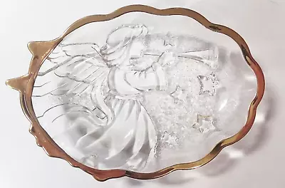 MIKASA Holiday Angel Song Gold Trim Clear Glass 6  Trinket Candy Dish  • $9.99