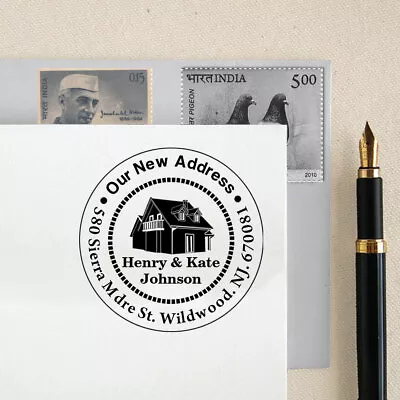 Custom Round Address Stamp Monogram Family Address Personalized-m9l • $18.76
